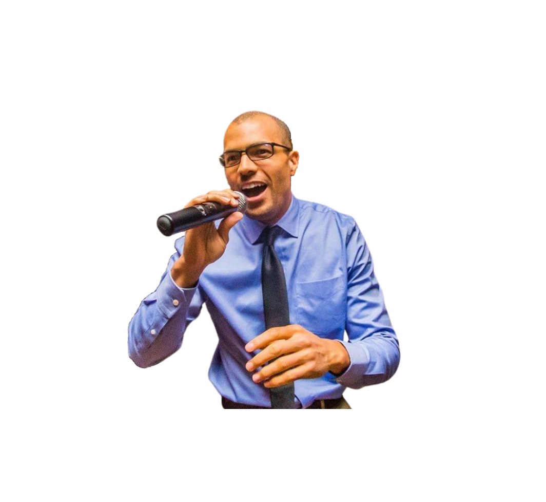 Ethan Stone speaking into a microphone